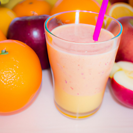 Köstlicher hausgemachter Smoothie mit Apfel und Himbeere und Orange gegen Bluthochdruck 58542