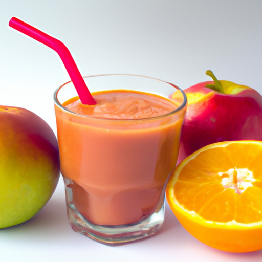 Köstlicher hausgemachter Smoothie mit Apfel und Himbeere und Orange gegen Bluthochdruck 58503