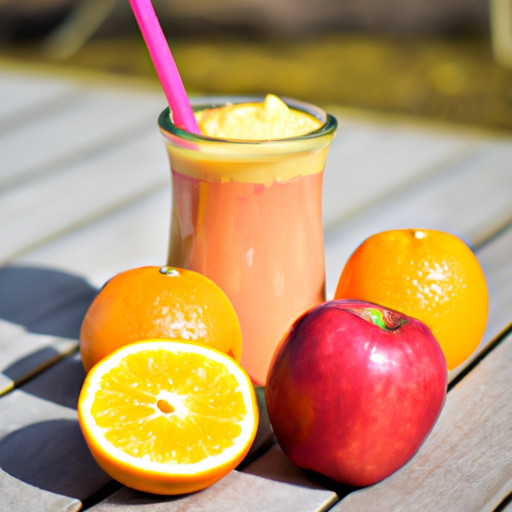 Köstlicher hausgemachter Smoothie mit Apfel und Himbeere und Orange gegen Bluthochdruck 58443