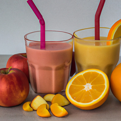 Köstlicher hausgemachter Smoothie mit Apfel und Himbeere und Orange gegen Bluthochdruck 58441